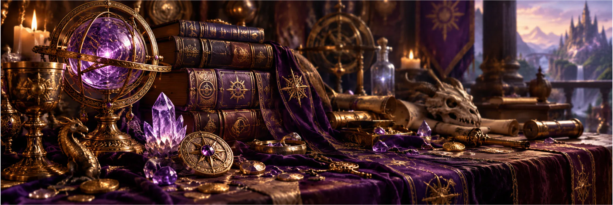 Arcane treasures, crystals, and books