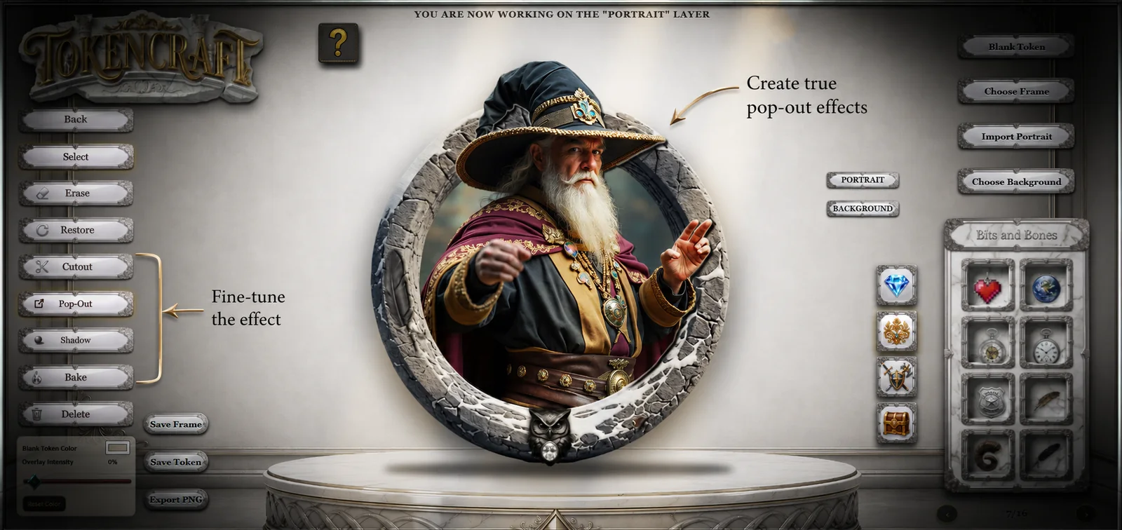 Éditeur d’effet pop-out de TokenCraft et tokens fantastiques terminés